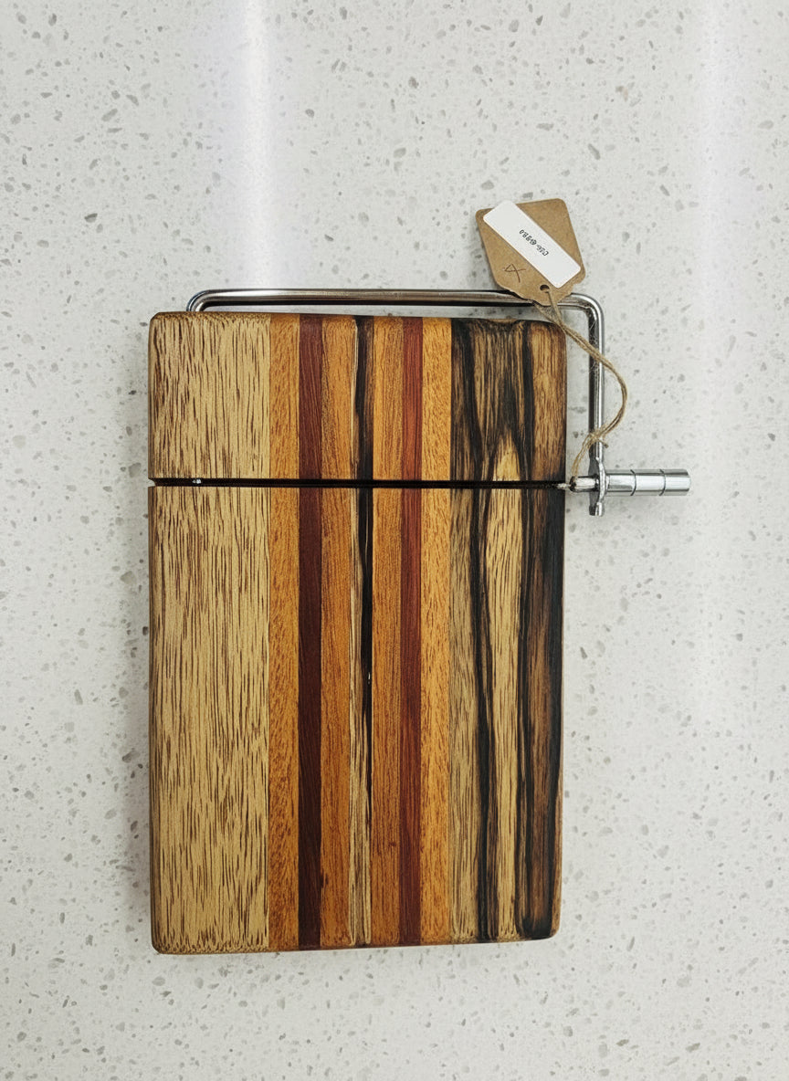 Handmade Cheese Slicer – Black Limba, Honduran Mahogany & Padauk (6" x 9" x 3/4")