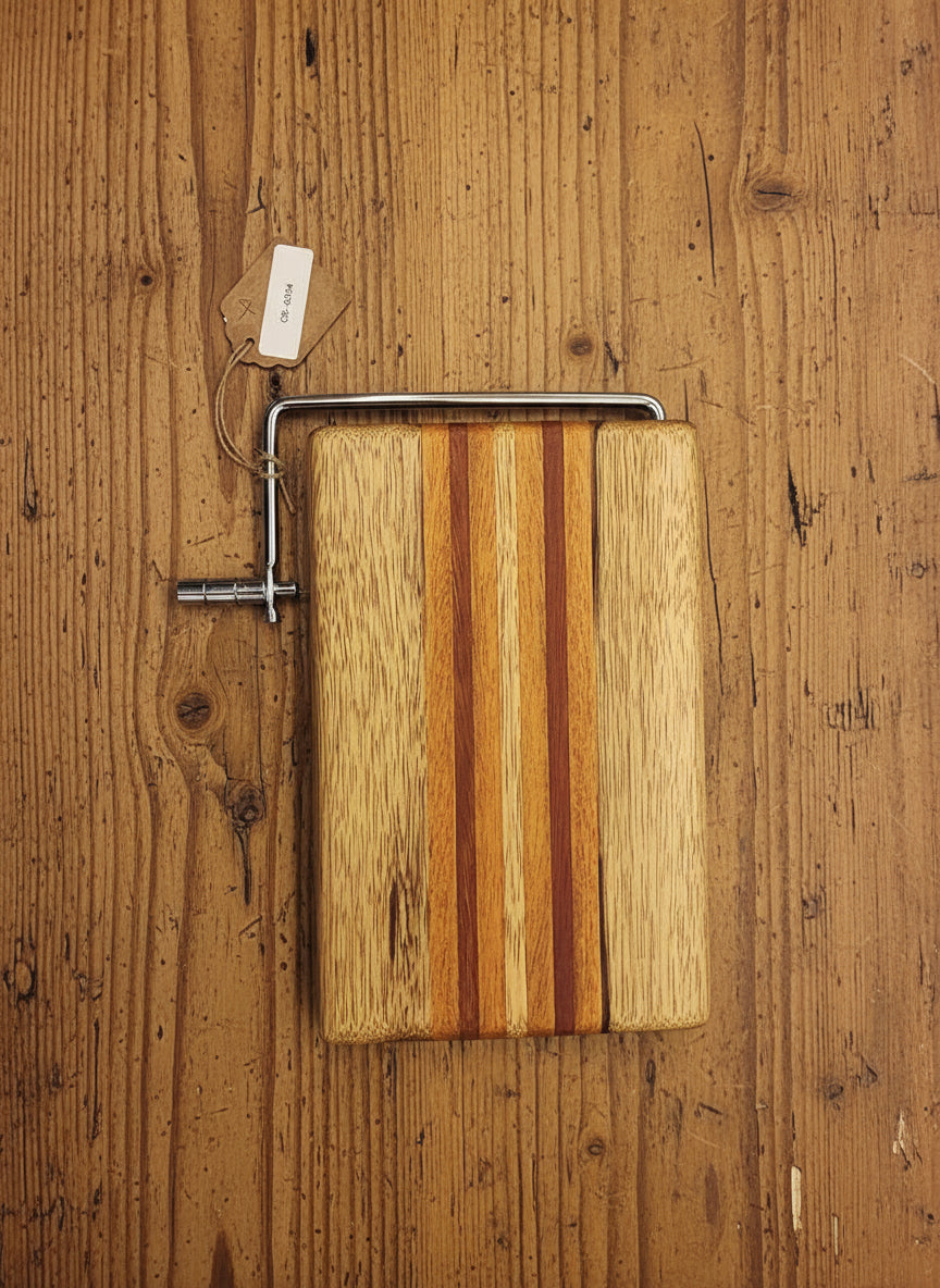 Handmade Cheese Slicer – Black Limba, Honduran Mahogany & Padauk (6" x 9" x 3/4")