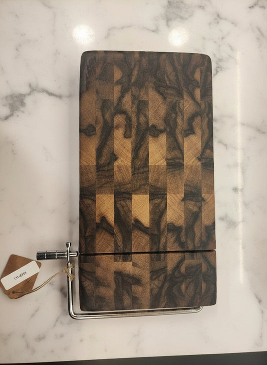 Handcrafted End Grain Cheese Slicer – Hard Maple & Black Walnut (6" x 11" x 1")