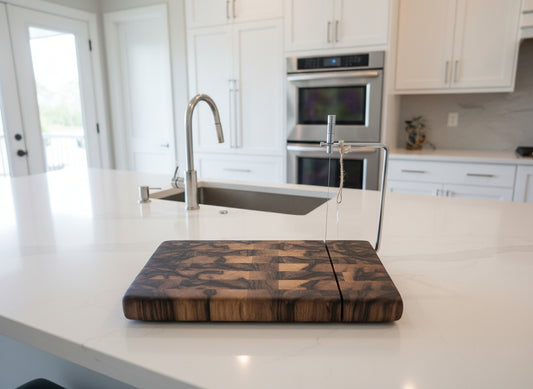 Handcrafted End Grain Cheese Slicer – Hard Maple & Black Walnut (6" x 11" x 1")
