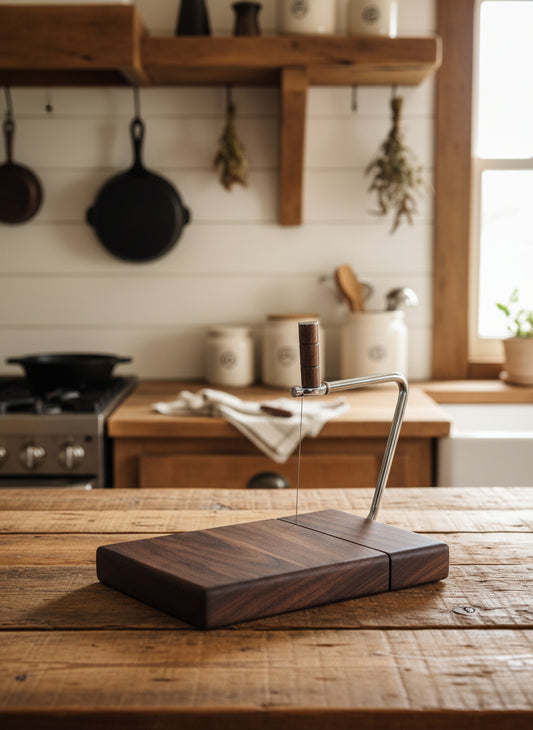 Elegant Black Walnut Cheese Slicer – 6" x 9" x 3/4"