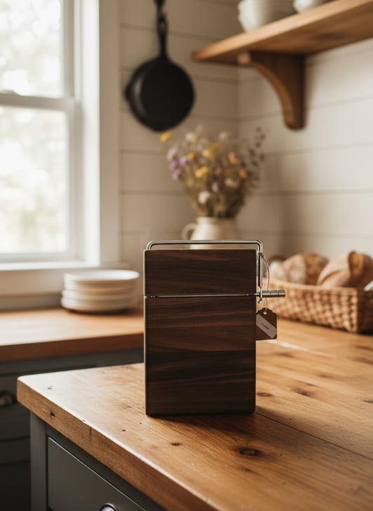 Handcrafted Black Walnut Cheese Slicer – 6" x 9" x 3/4" with Stainless Steel Wire