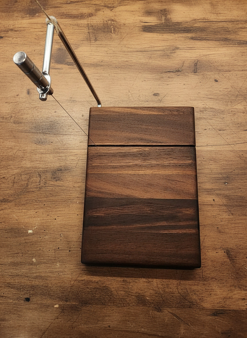 Handcrafted Black Walnut Cheese Slicer – 6" x 9" x 3/4" with Stainless Steel Wire