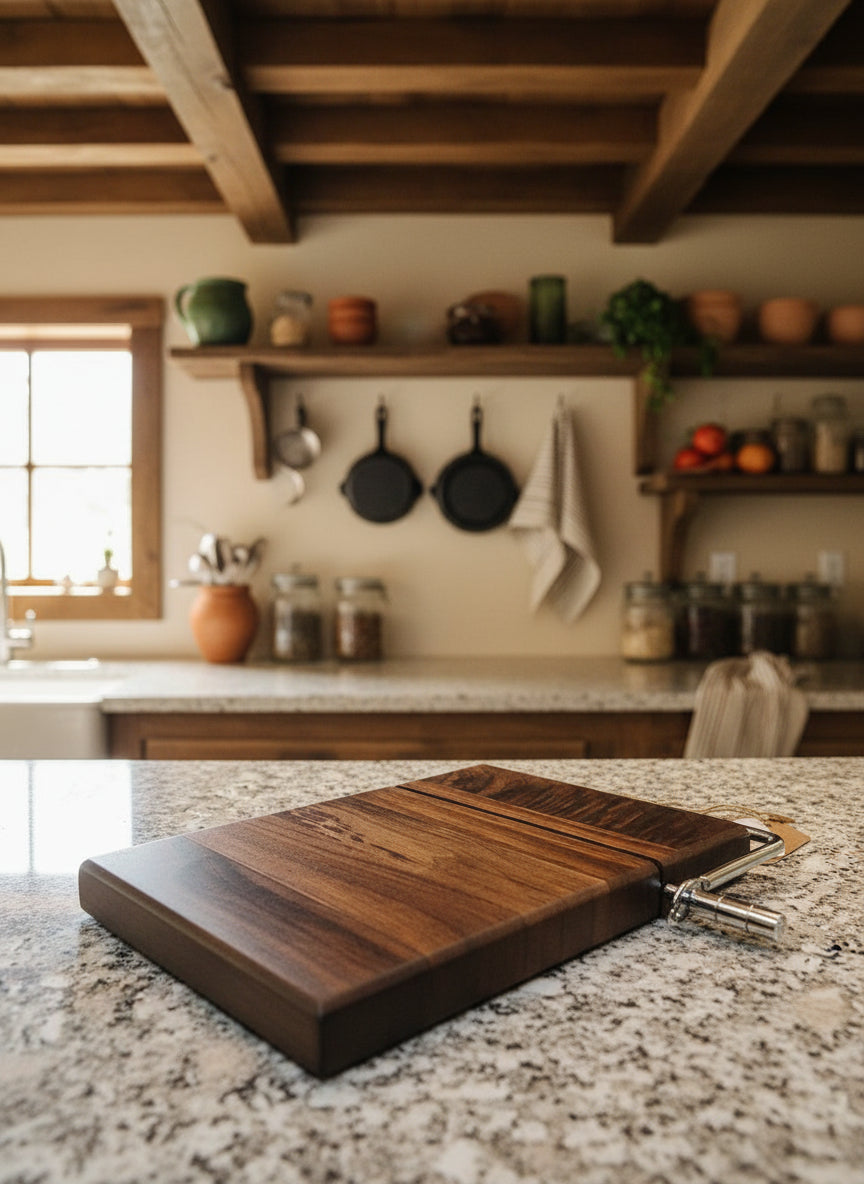 Handcrafted Black Walnut Cheese Slicer – 6" x 9" x 3/4"