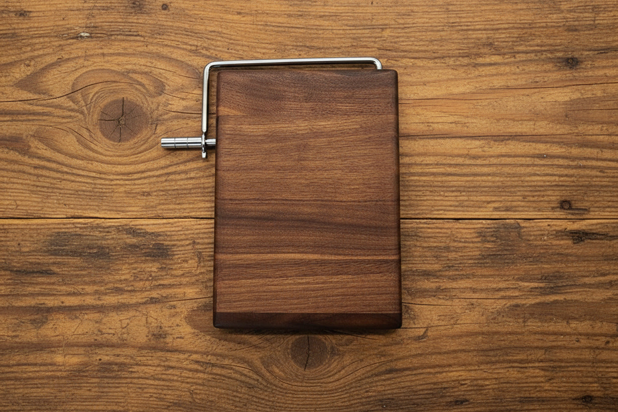 Black Walnut Cheese Slicer – 6x8x¾ with Stainless Steel Wire