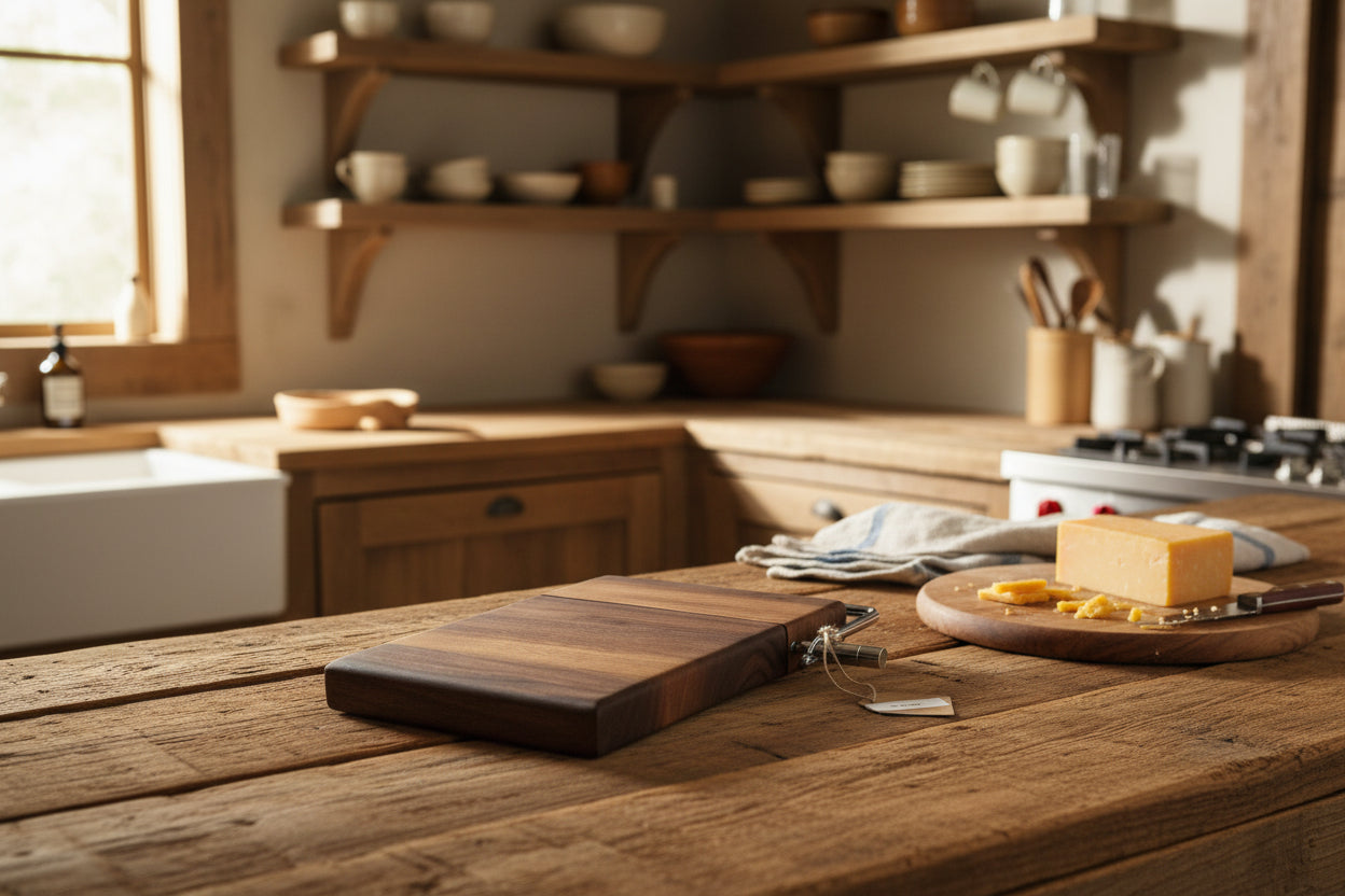 Black Walnut Cheese Slicer – 6x8x¾ with Stainless Steel Wire