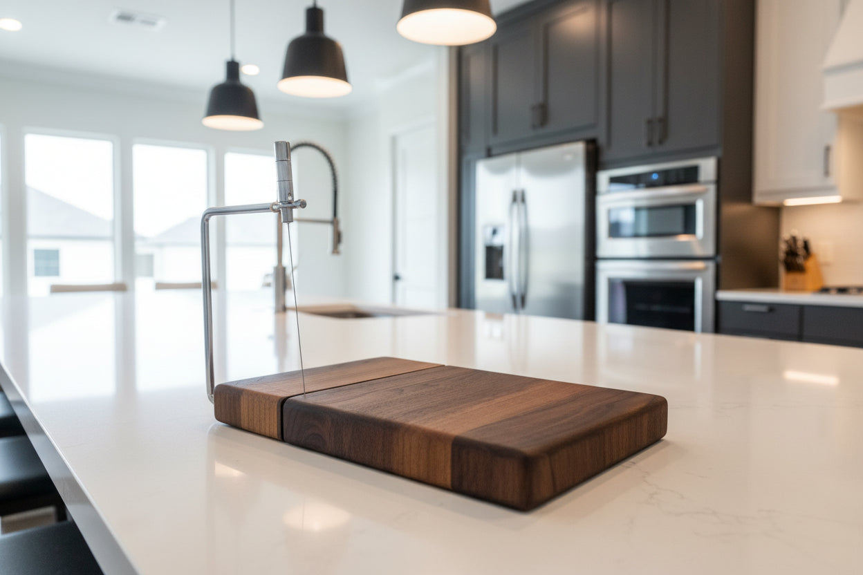 Black Walnut Cheese Slicer – 6x8x¾ with Stainless Steel Wire