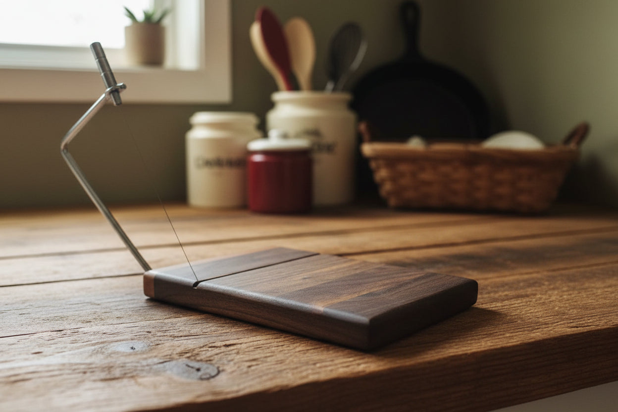Black Walnut Cheese Slicer – 6x8x¾ with Stainless Steel Wire