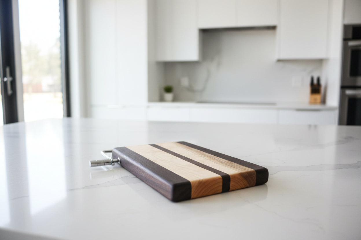 Wenge & Curly Maple Cheese Slicer – 6x9x¾ with Stainless Steel Wire