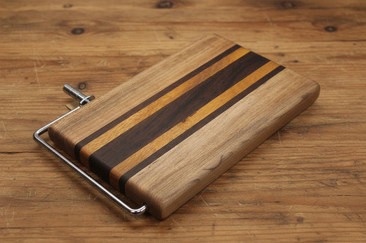 Ambrosia Maple, Canarywood & Wenge Cheese Slicer – 6x9x¾ with Stainless Steel Wire