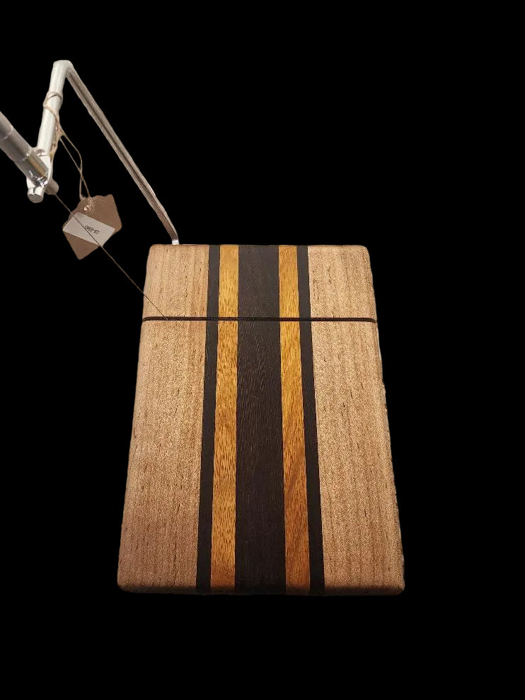 Ambrosia Maple, Canarywood & Wenge Cheese Slicer – 6x9x¾ with Stainless Steel Wire