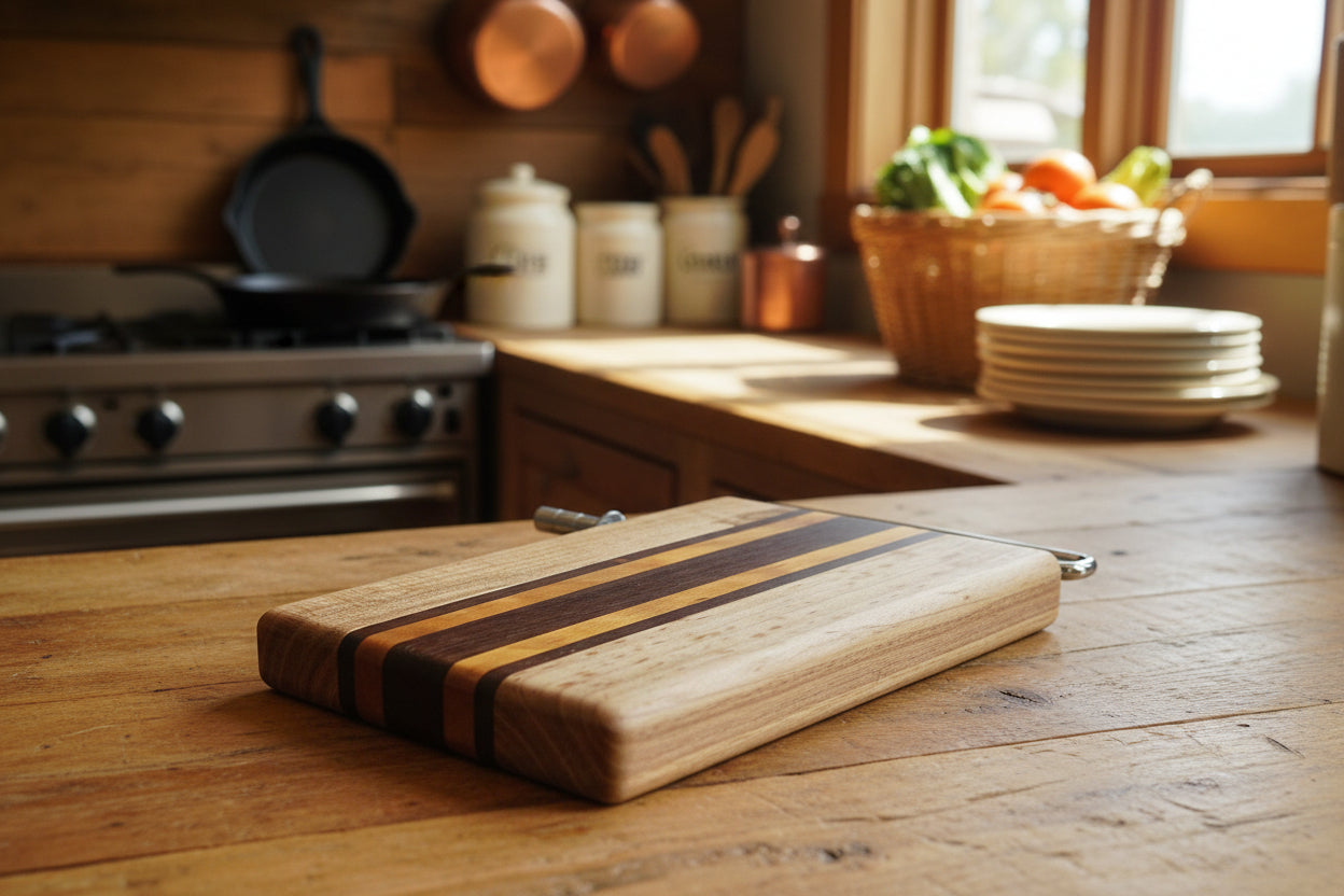 Ambrosia Maple, Canarywood & Wenge Cheese Slicer – 6x9x¾ with Stainless Steel Wire