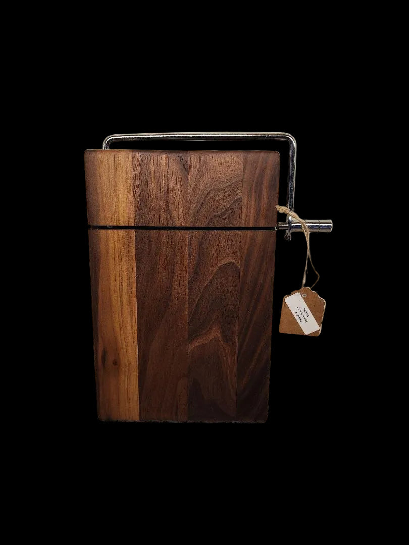 Black Walnut Cheese Slicer — 6 × 9 × 3/4" with Stainless Steel Wire