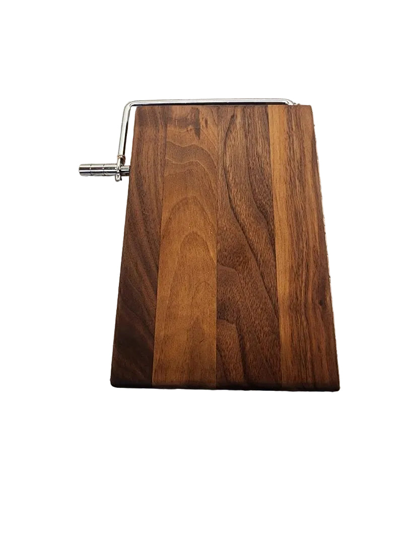 Black Walnut Cheese Slicer — 6 × 9 × 3/4" with Stainless Steel Wire