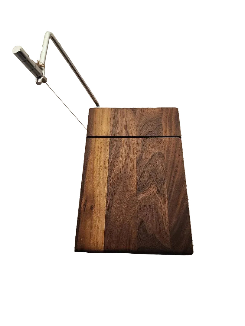 Black Walnut Cheese Slicer — 6 × 9 × 3/4" with Stainless Steel Wire