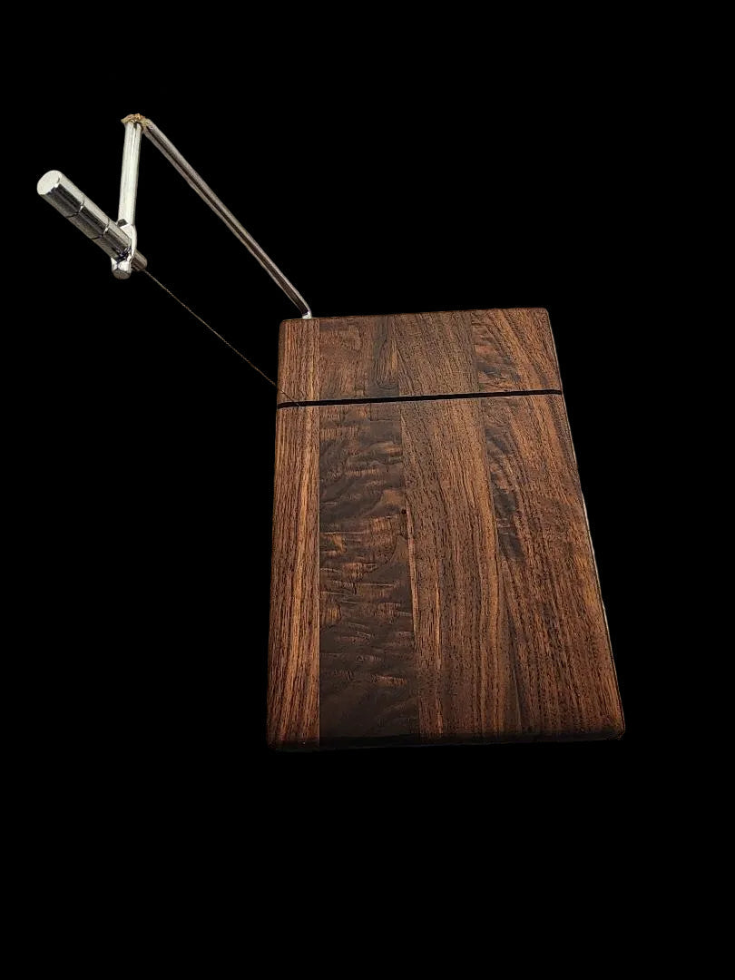 6 × 9 × 3/4" Black Walnut Cheese Slicer — Stainless Steel Wire
