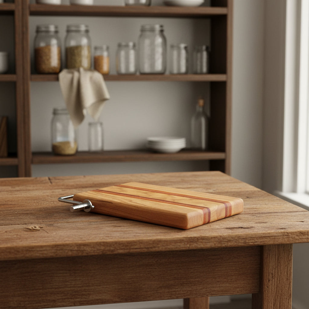 Handcrafted Cheese Slicer – 6" × 9" × 3/4" Cherry, Padauk & Mahogany