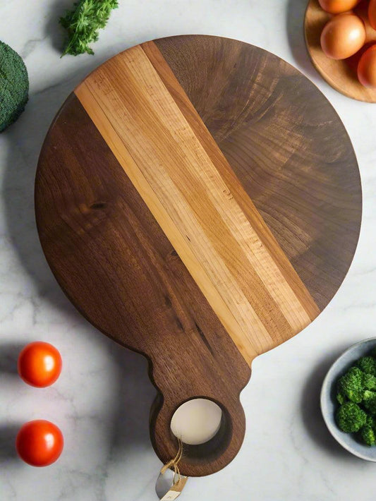 Christmas Ornament Cutting Board - Handcrafted Black Walnut, Cherry & Maple