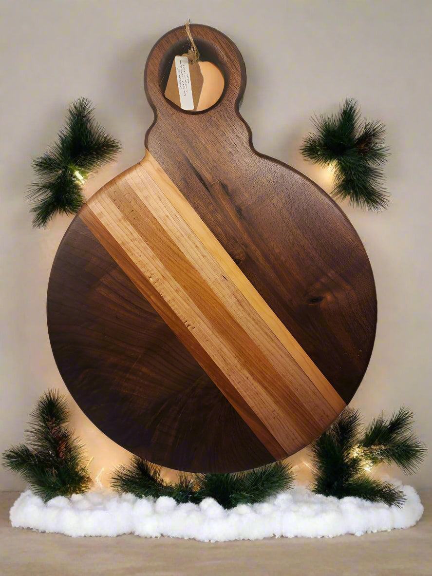 Christmas Ornament Cutting Board - Handcrafted Black Walnut, Cherry & Maple