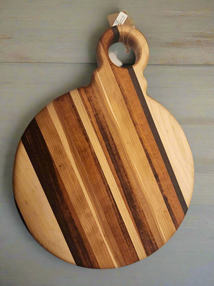 Christmas Ornament Cutting Board - Handcrafted Black Cherry, Maple & Hickory
