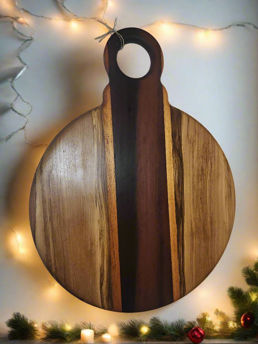 Christmas Ornament Cutting Board - Handcrafted African Wild Olive & Ebony