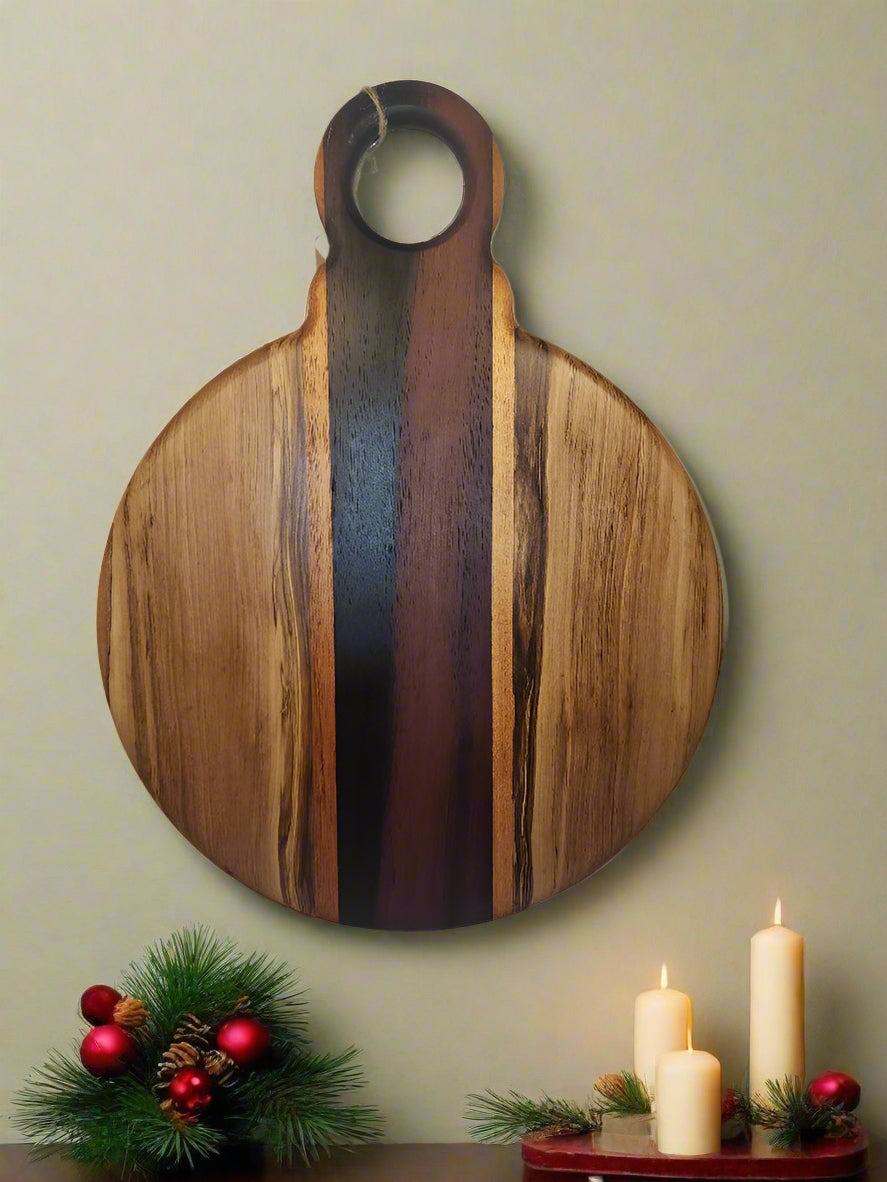 Christmas Ornament Cutting Board - Handcrafted African Wild Olive & Ebony