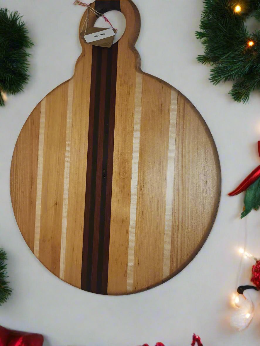 Christmas Ornament Cutting Board - Handcrafted African Wild Olive & Maple