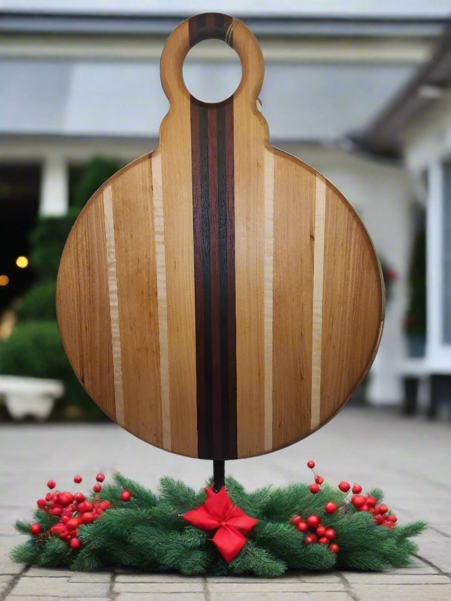 Christmas Ornament Cutting Board - Handcrafted African Wild Olive & Maple