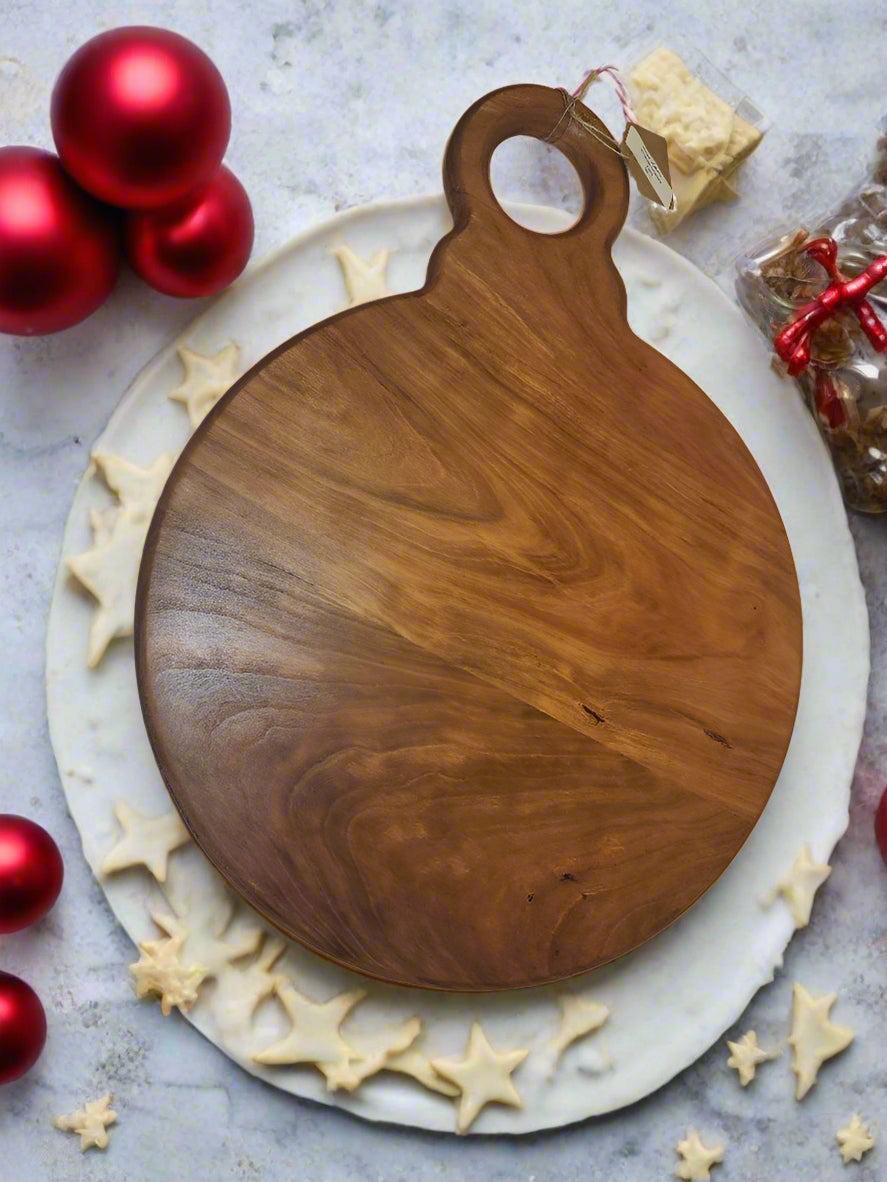 Christmas Ornament Handcrafted Cherry Wood Cutting Board – Festive Kitchen Decor