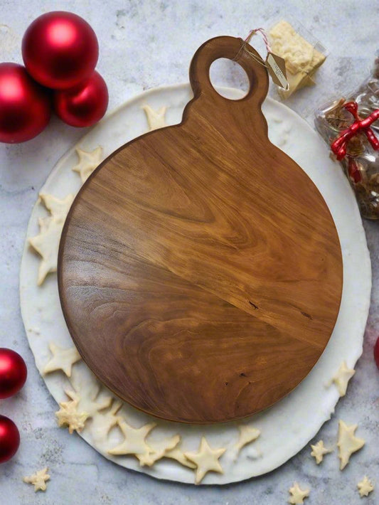 Christmas Ornament Handcrafted Cherry Wood Cutting Board – Festive Kitchen Decor