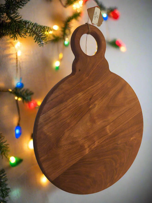 Christmas Ornament Handcrafted Cherry Wood Cutting Board – Festive Kitchen Decor