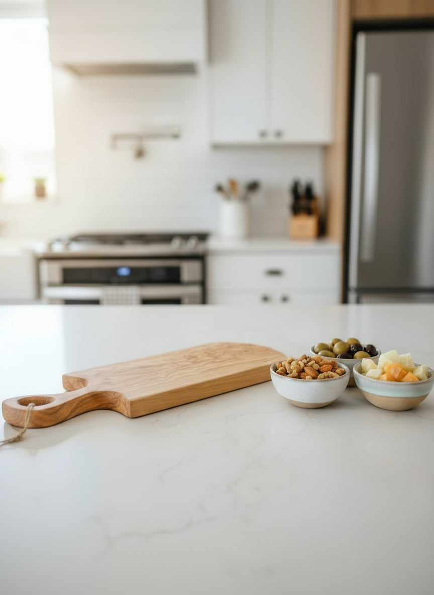 Figured Rustic Cherry Charcuterie Board – 7½ x 20 x ⅞" with Raw Edge Charm