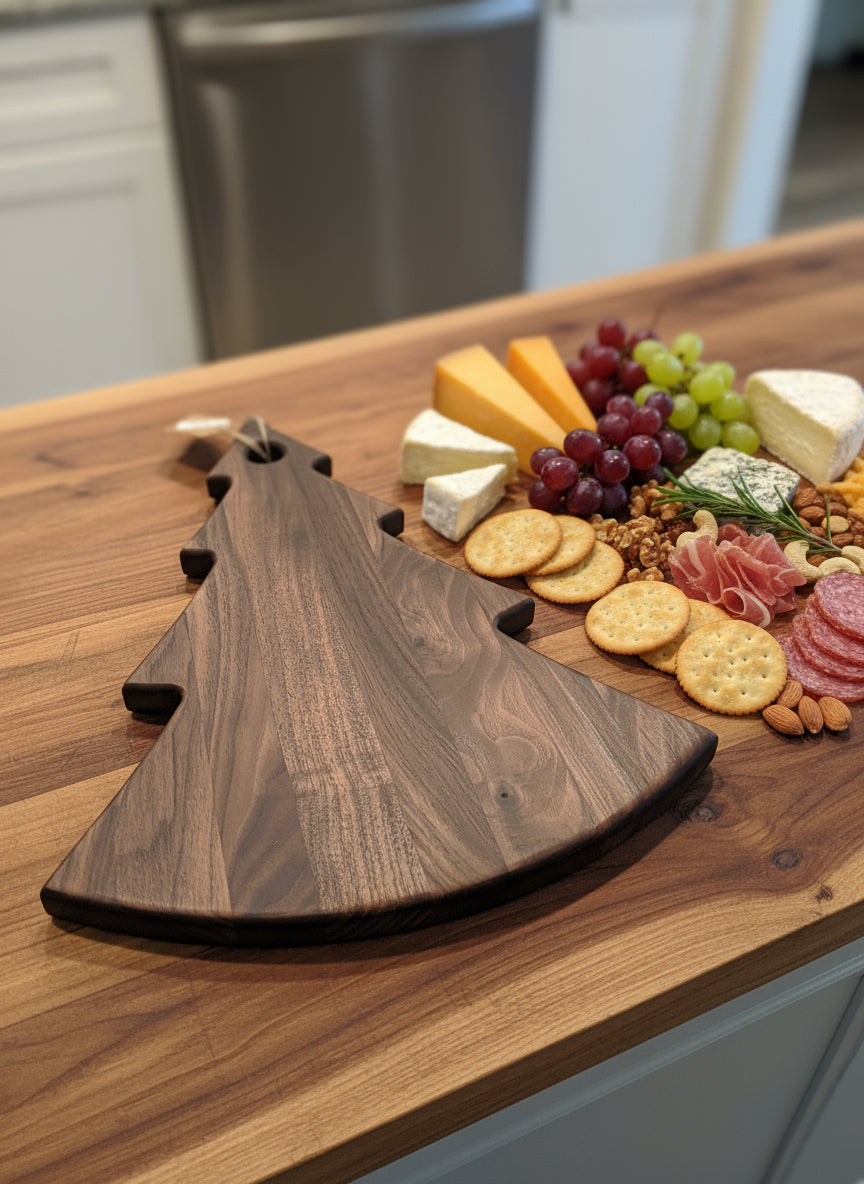 Black Walnut Christmas Tree Cutting Board – Holiday Charm, Artisan Craft