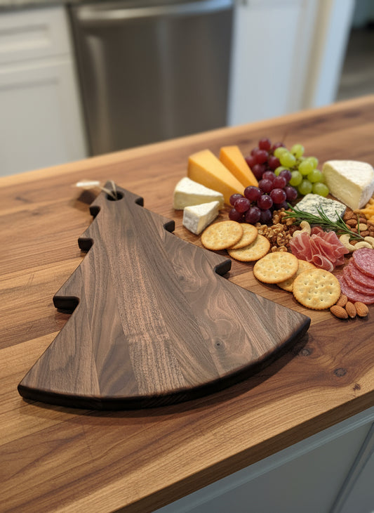 Black Walnut Christmas Tree Cutting Board – Holiday Charm, Artisan Craft