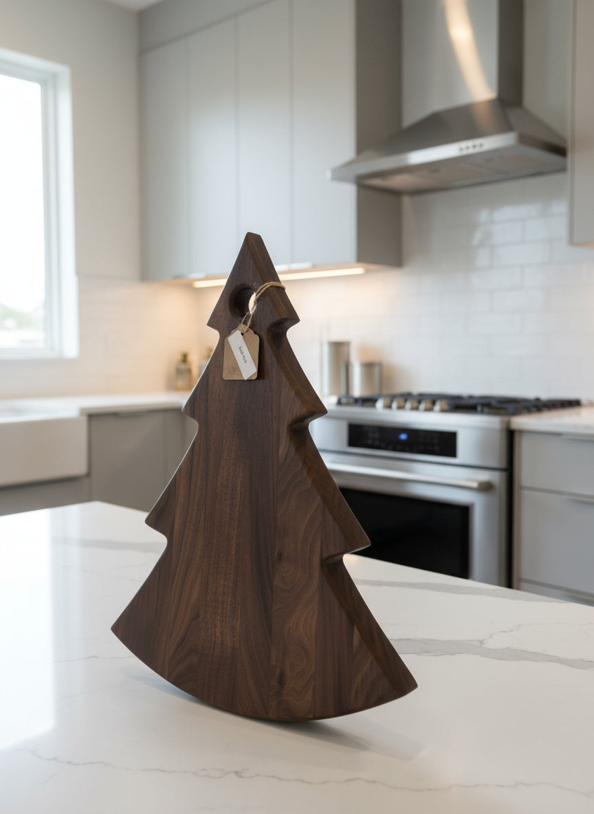 Black Walnut Christmas Tree Cutting Board – Holiday Charm, Artisan Craft