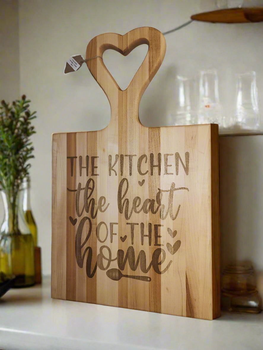 Engraved Hard Maple Cutting Board with Handle – 11.75 x 20.5 x 0.875"