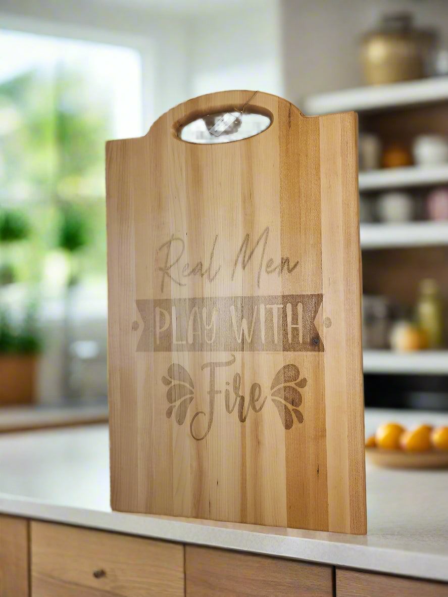 Engraved Hard Maple Cutting Board with Handle – 11.75 x 20.5 x 0.875"