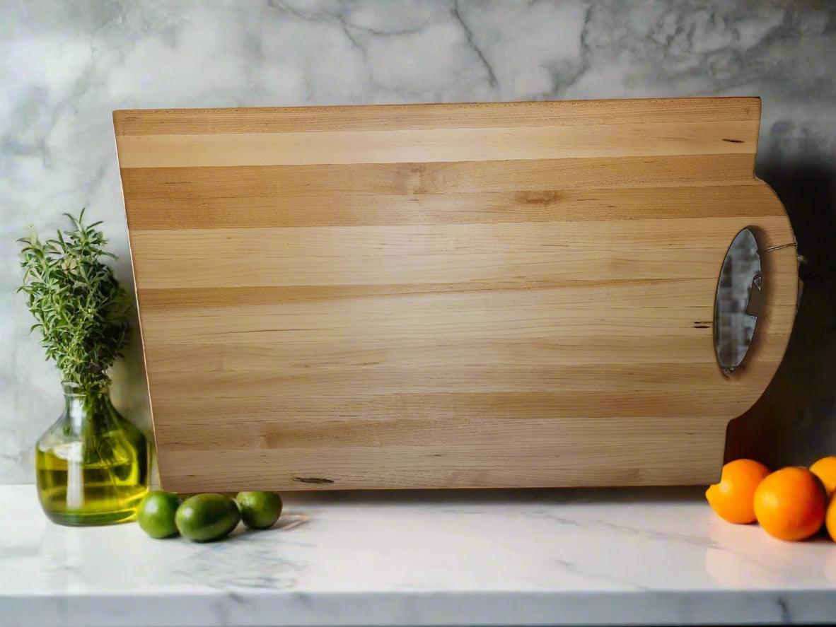 Engraved Hard Maple Cutting Board with Handle – 11.75 x 20.5 x 0.875"