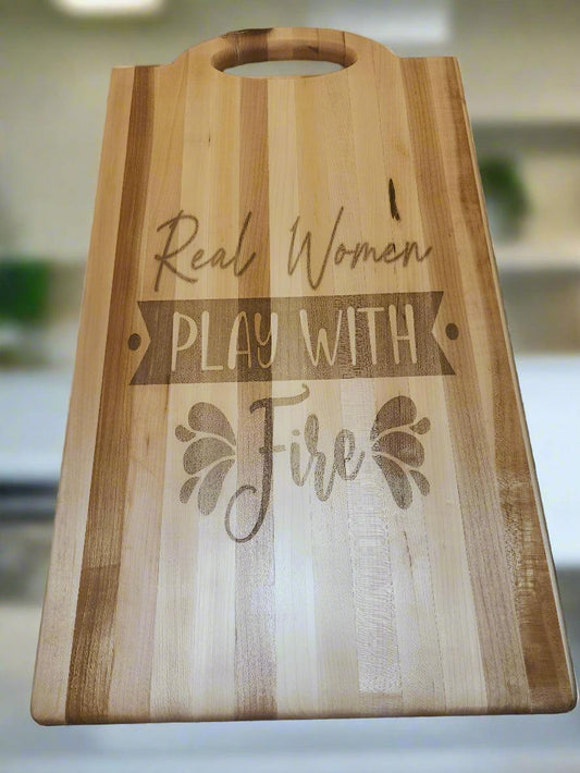 Engraved Hard Maple Cutting Board with Handle – 11.75 x 20.5 x 0.875"