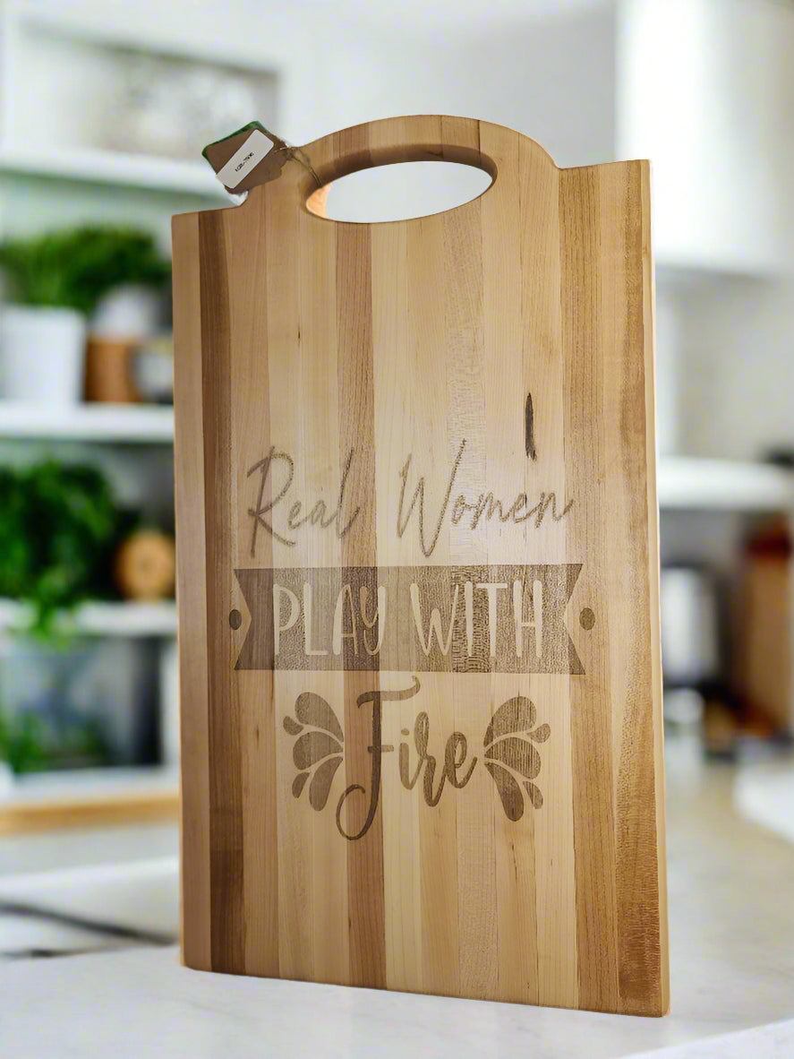 Engraved Hard Maple Cutting Board with Handle – 11.75 x 20.5 x 0.875"