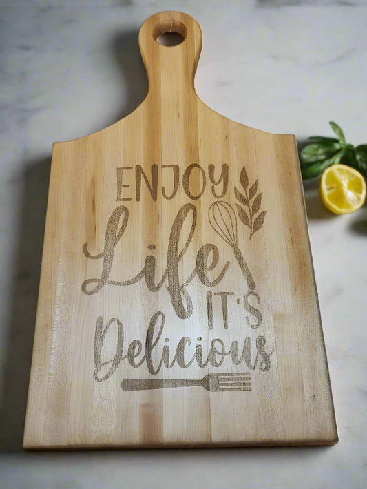 Engraved Hard Maple Cutting Board with Handle – 11.75 x 20.5 x 0.875"