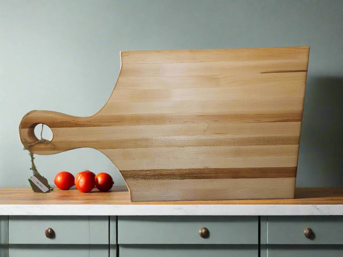 Engraved Hard Maple Cutting Board with Handle – 11.75 x 20.5 x 0.875"