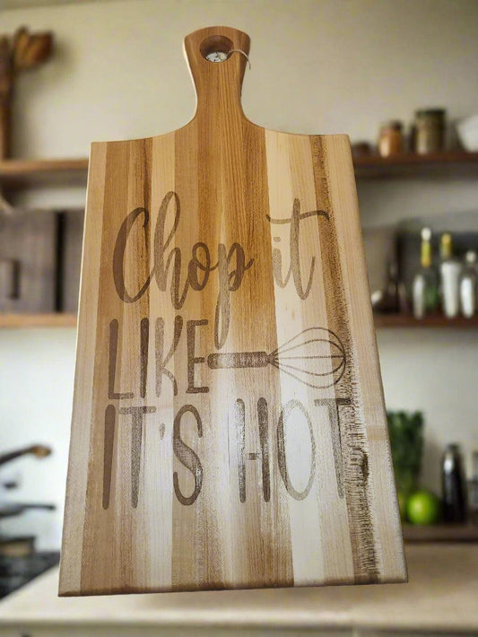 Engraved Hard Maple Cutting Board with Handle – 9.5 x 20 x 0.875"