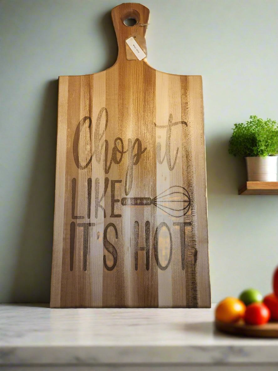 Engraved Hard Maple Cutting Board with Handle – 9.5 x 20 x 0.875"