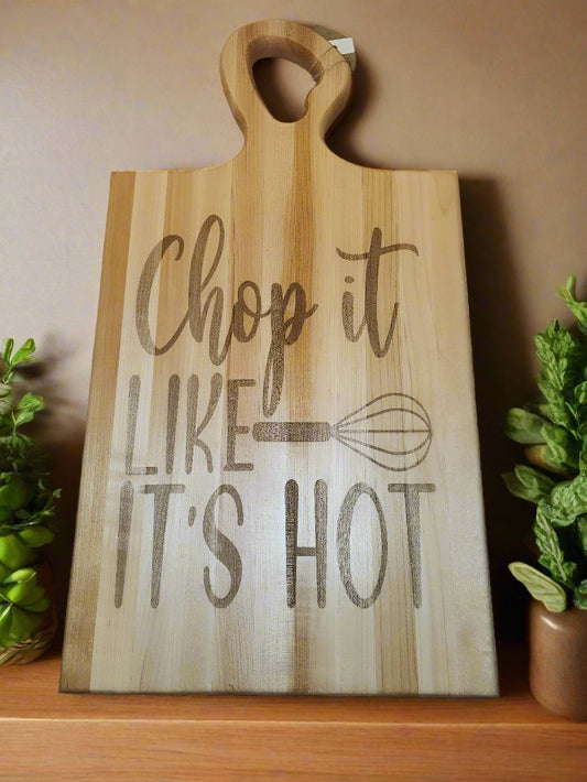 Engraved Hard Maple Cutting Board with Handle – 9.5 x 18 x 0.875"