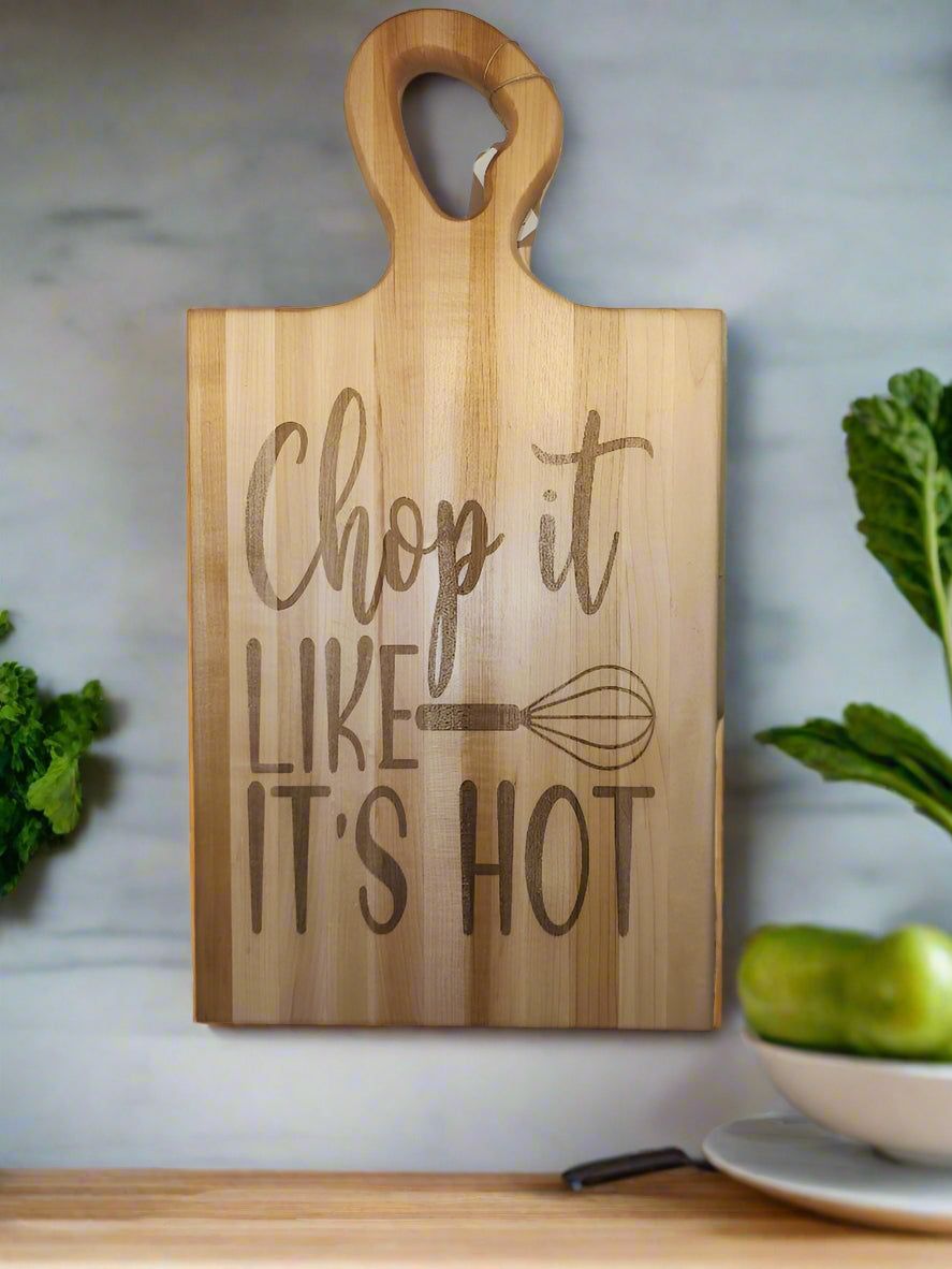 Engraved Hard Maple Cutting Board with Handle – 9.5 x 18 x 0.875"