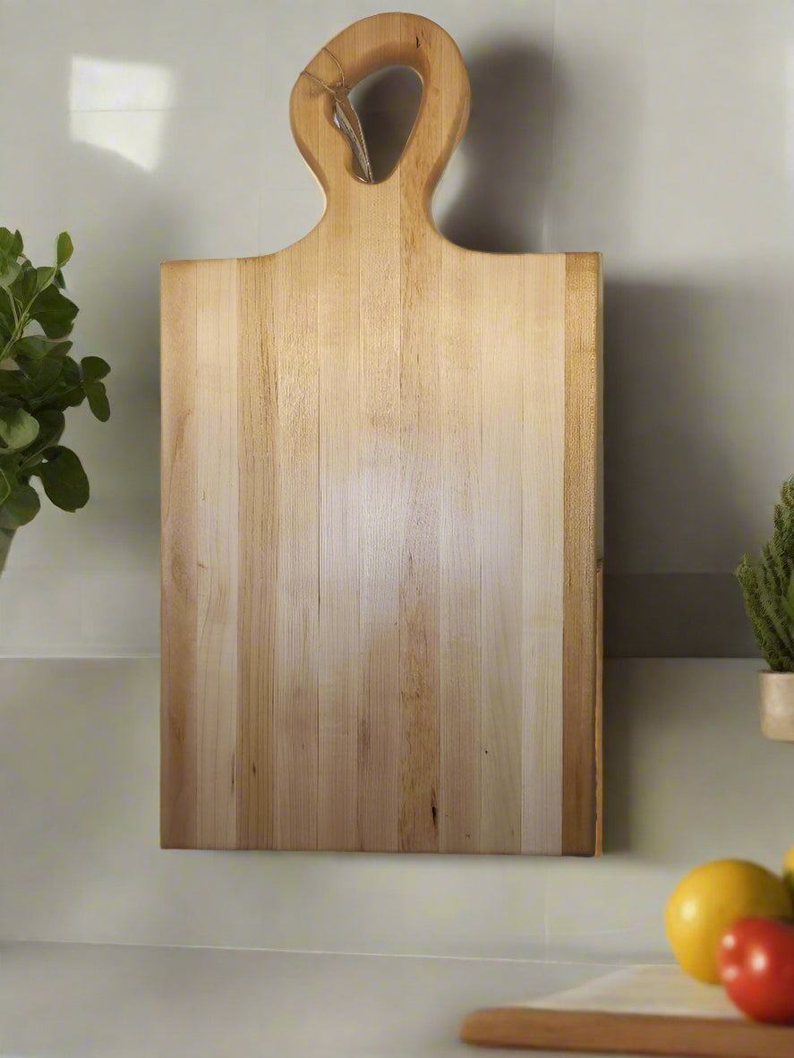 Engraved Hard Maple Cutting Board with Handle – 9.5 x 18 x 0.875"