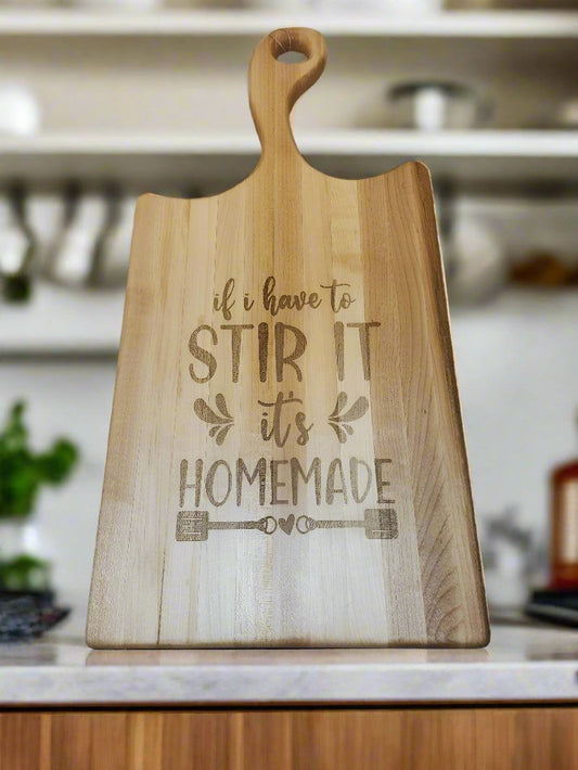 Engraved Hard Maple Cutting Board with Handle – 9.5 x 20 x 0.875"