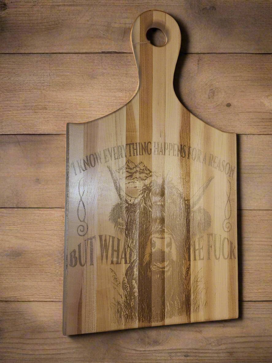 Highland Cow Engraved Cutting Board – Durable Hard Maple, Rustic Charm