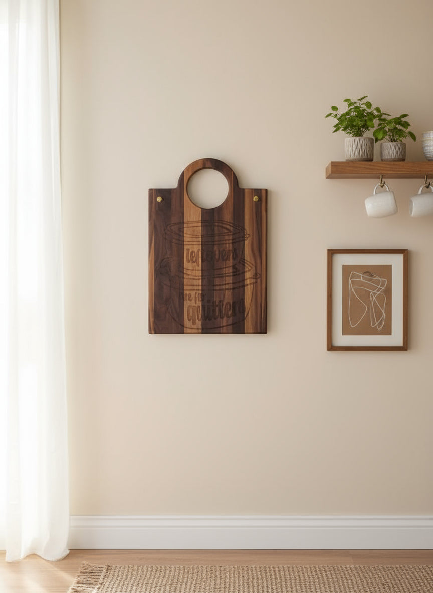 Engraved Black Walnut Cutting Board with Handle – Personalized Craftsmanship, Built to Serve